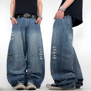 Vintage embroidered y2k grunge archive baggy wide leg jeans